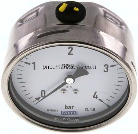 Chemie-Manometer waagerecht, 100mm, 0 - 4 bar