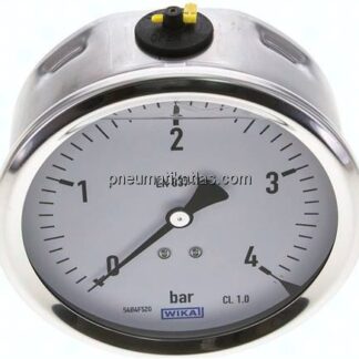 Glycerin-Manometer waagerecht (CrNi/Ms),100mm, 0 - 4bar