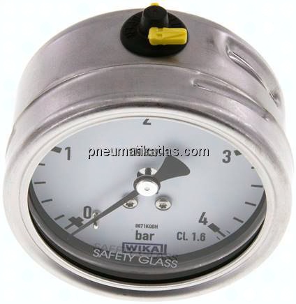 Chemie-Manometer waagerecht, 63mm, 0 - 4 bar