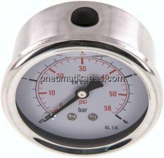 Glycerin-Manometer waagerecht (CrNi/Ms),63mm, 0 - 4bar