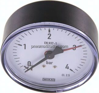 Manometer waagerecht, 80mm, 0 - 4 bar