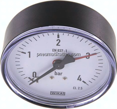 Manometer waagerecht, 80mm, 0 - 4 bar