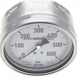 Manometer waagerecht (CrNi/Ms), 100mm, 0 - 600 bar