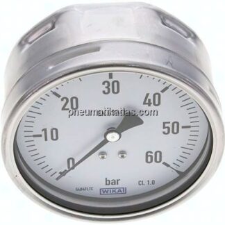 Manometer waagerecht (CrNi/Ms), 100mm, 0 - 60 bar