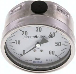 Chemie-Manometer waagerecht, 100mm, 0 - 60 bar