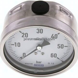 Chemie-Manometer waagerecht, 100mm, 0 - 60 bar