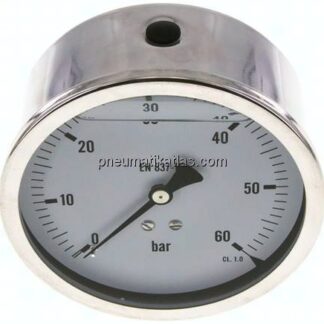 Glycerin-Manometer waagerecht (CrNi/Ms),100mm, 0 - 60bar