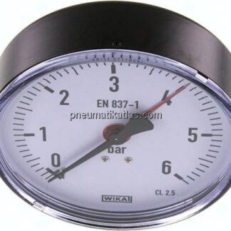 Manometer waagerecht, 100mm, 0 - 6 bar