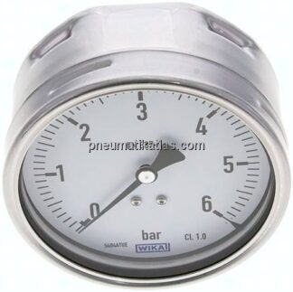 Manometer waagerecht (CrNi/Ms), 100mm, 0 - 6 bar