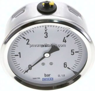 Glycerin-Manometer waagerecht (CrNi/Ms),100mm, 0 - 6bar
