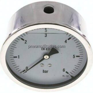 Glycerin-Manometer waagerecht (CrNi/Ms),100mm, 0 - 6bar
