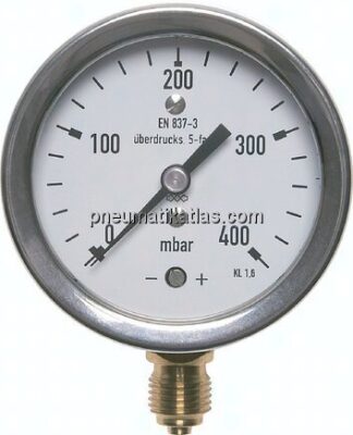 Manometer senkrecht 160mm, 0 - 60 mbar, G 1/2"