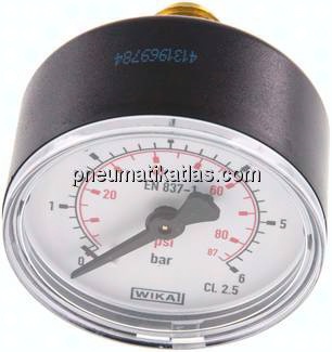 Manometer waagerecht (KU/Ms), 50mm, 0 - 6 bar, G 1/4"