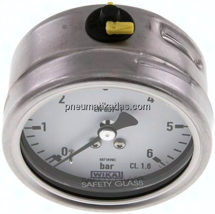 Chemie-Manometer waagerecht, 63mm, 0 - 6 bar