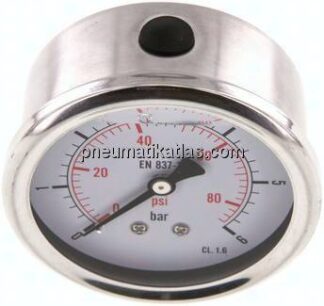 Glycerin-Manometer waagerecht (CrNi/Ms),63mm, 0 - 6bar