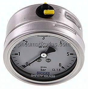 Chemie-Glycerin-Manometer waagerecht, 63mm, 0 - 6bar