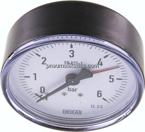 Manometer waagerecht, 80mm, 0 - 6 bar