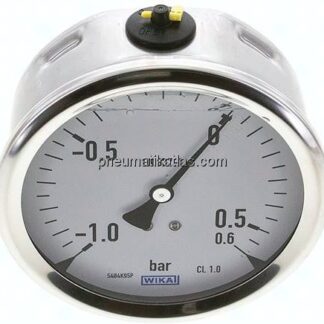 Glycerin-Manometer waagerecht (CrNi/Ms),100mm, -1 bis 0,6bar