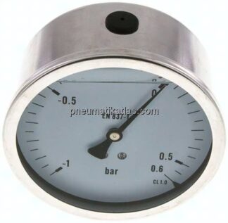 Glycerin-Manometer waagerecht (CrNi/Ms),100mm, -1 bis 0,6bar