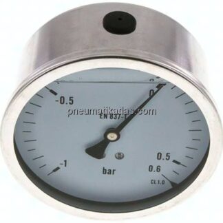 Glycerin-Manometer waagerecht (CrNi/Ms),100mm, -1 bis 0,6bar