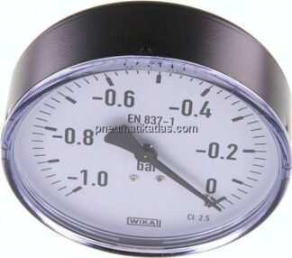 Manometer waagerecht, 100mm, -1 bis 0 bar