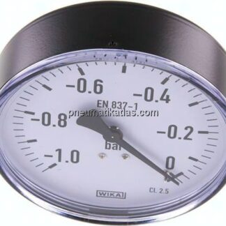 Manometer waagerecht, 100mm, -1 bis 0 bar