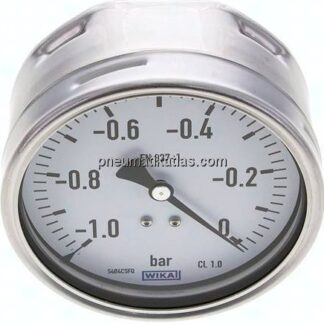 Manometer waagerecht (CrNi/Ms), 100mm, -1 bis 0 bar