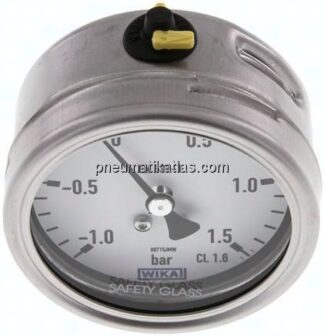 Chemie-Manometer waagerecht, 63mm, -1 bis 1,5 bar