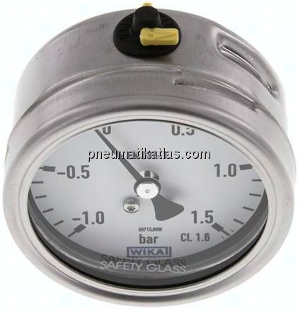 Chemie-Manometer waagerecht, 63mm, -1 bis 1,5 bar