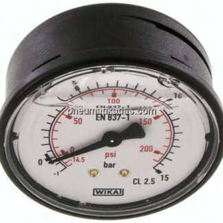 Glycerin-Manometer waagerecht (KU/Ms), 63mm, -1 bis 15 bar