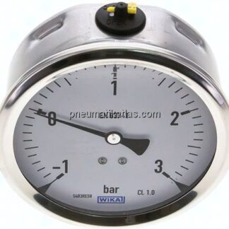 Glycerin-Manometer waagerecht (CrNi/Ms),100mm, -1 bis 3bar