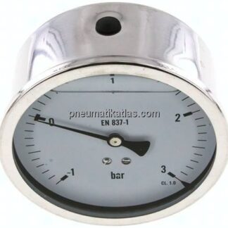 Glycerin-Manometer waagerecht (CrNi/Ms),100mm, -1 bis 3bar