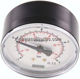Manometer waagerecht (KU/Ms), 63mm, -1 bis 3 bar, G 1/4"