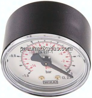Manometer waagerecht (KU/Ms), 50mm, -1 bis 0 bar, G 1/4"