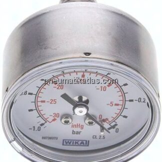 ES-Manometer waagerecht, 50mm, -1 bis 0 bar, G 1/4"