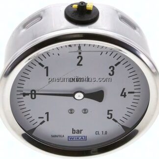 Glycerin-Manometer waagerecht (CrNi/Ms),100mm, -1 bis 5bar
