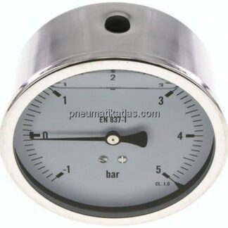 Glycerin-Manometer waagerecht (CrNi/Ms),100mm, -1 bis 5bar