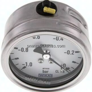 Chemie-Manometer waagerecht, 63mm, -1 bis 0 bar