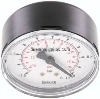 Vakuummeter, 63mm, waagerecht , -1 bis 0
