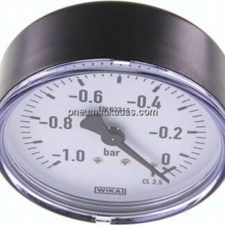 Manometer waagerecht, 80mm, -1 bis 0 bar