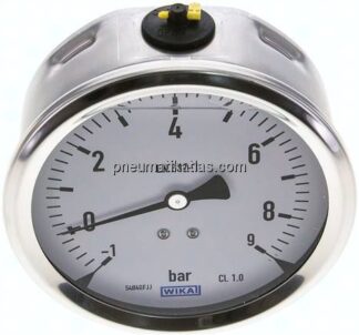 Glycerin-Manometer waagerecht (CrNi/Ms),100mm, -1 bis 9bar