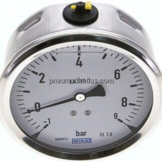 Glycerin-Manometer waagerecht (CrNi/Ms),100mm, -1 bis 9bar