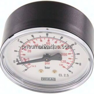 Manometer waagerecht (KU/Ms), 63mm, -1 bis 9 bar, G 1/4"