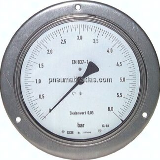 Feinmess-Manometer waagerecht, 160mm, 0 - 1,6 bar