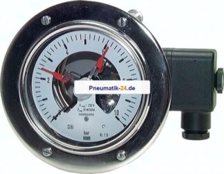 Kontaktmanometer (CrNi/Ms), waager., 160mm, -1 bis 0,6 bar