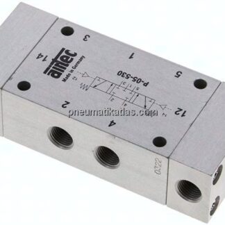 5/3-Wege Pneumatikventil, G 1/8", Mittelstellung geschlossen, Standard