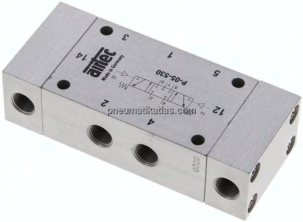 5/3-Wege Pneumatikventil, G 1/8", Mittelstellung geschlossen, Standard