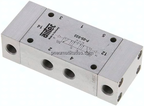 5/3-Wege Pneumatikventil, G 1/8", Mittelstellung entlüftet, Standard