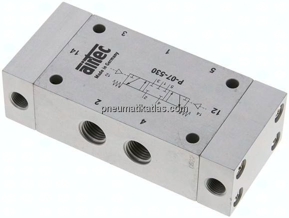 5/3-Wege Pneumatikventil, G 1/4", Mittelstellung geschlossen, Standard