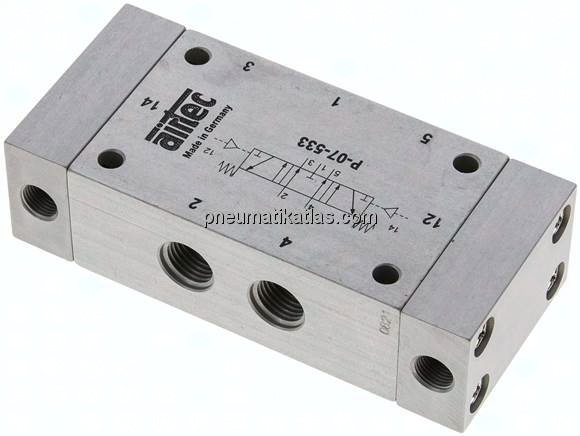 5/3-Wege Pneumatikventil, G 1/4", Mittelstellung entlüftet, Standard